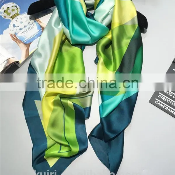 2016 Fashion Bandana Luxury Scarve Woman Brand 100% Silk Scarf With Flower Print Women Shawl High Quality Print photo-5