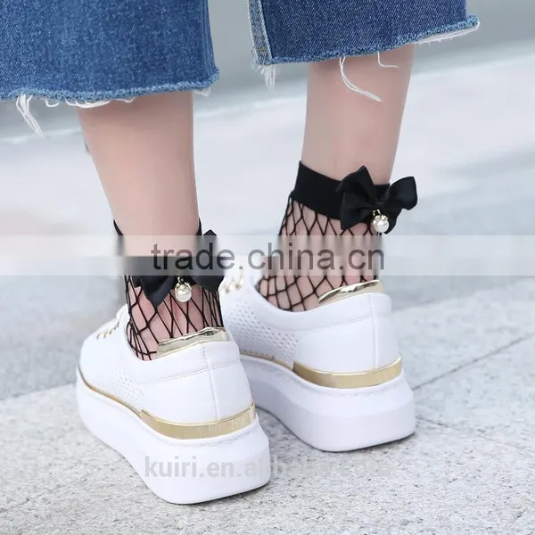 WS-27 Fashion Cute Women's Harajuku Black Mesh Short Ankle Socks Grid Fishnet Docks Sexy Bow Funny Ladies Socks In The Net photo-2