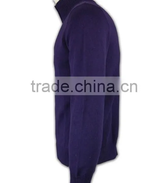 ISO9001/BSCI Manufature Purple Zipper Mens Blank Wool Sweater photo-2