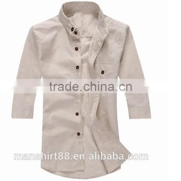 Men Dress Shirts Cotton Fabric Fashion Three-quarter Sleeve Men Shirt photo-5