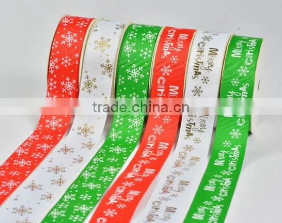 Hi-ana Ribbon 163 Wholesale Eight Points and Bleaching Rib Belt Printing Snow Flake Christmas Gift Ribbon photo-2