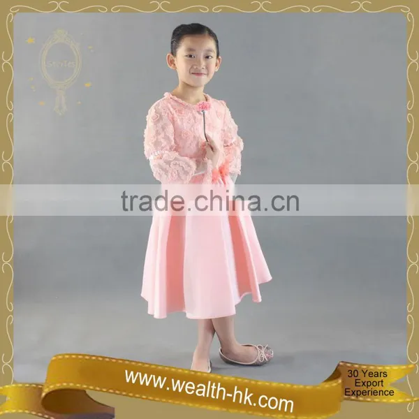 Rosebud Flower Long Sleeves Girls Princess Dress photo-4