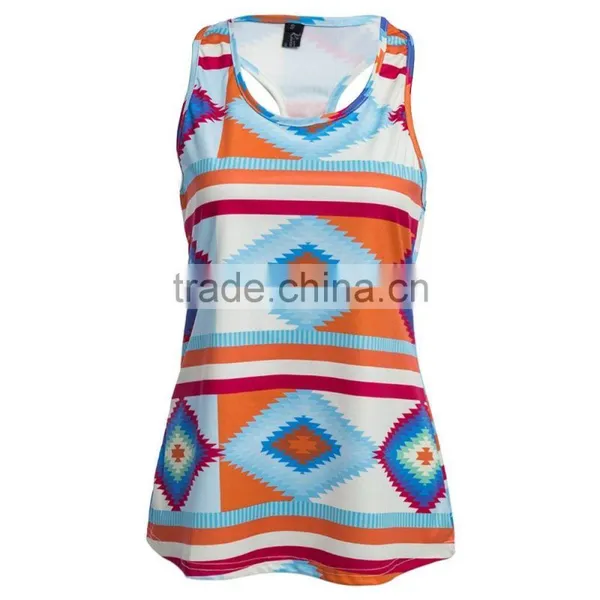 Latest Sleeveless Printed Tank Top Designs Floral Printed Tank Top For Girls photo-4