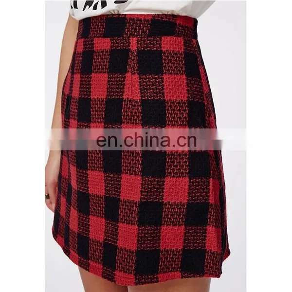 Checked Winter Skirt Tweed Lady Skirt photo-5