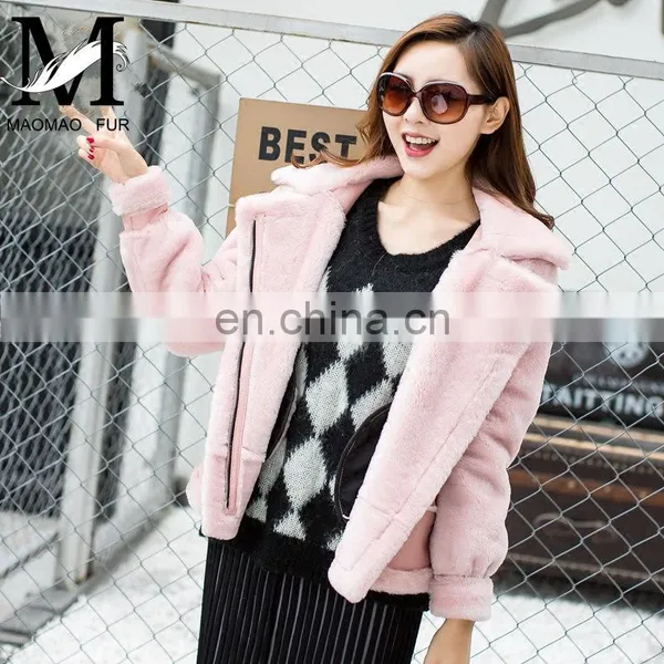 2016 Fashion Women Genuine Sheep Fur Jacket Shearling Sheepskin Coat photo-2