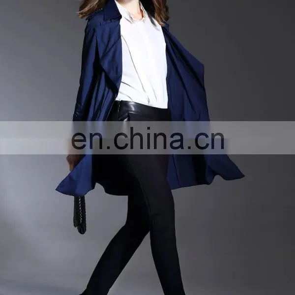 OEM/ODM Fashion Women Trun Down Collare Long Sleeves Formal Wind Coat photo-3