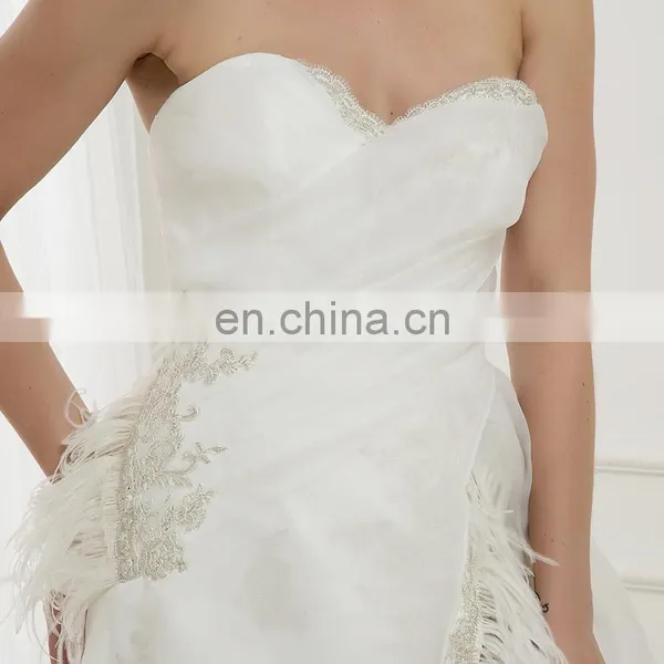EB1277 Marvelous Sweetheart Diagonal Pleat Embroidery Neck and Hem Tulle Skirt Wedding Dress photo-3