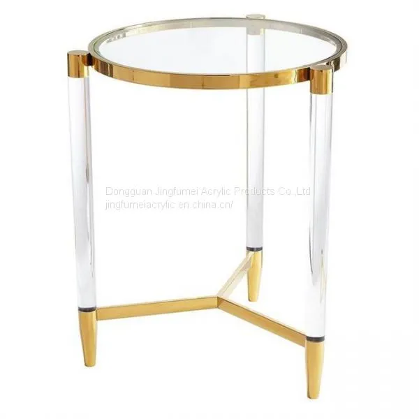 Hot Selling Round Side Table Stainless Steel Brass Table Acrylic Table photo-3