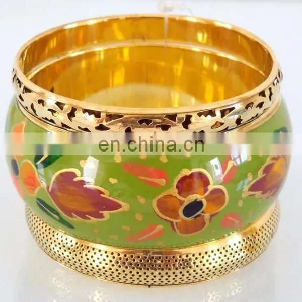 Green Horn Bracelet on Brass Wholesale Bangle Set-Fashion Bracelet Set-Bollywood Fashion Golden Color Imitation Kada Bracelets photo-3