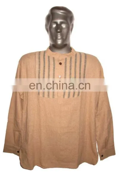 Full Sleeve Short Khadi Yoga Kurta, Size : Chest 46 x Height 30 Inches (medium). photo-2