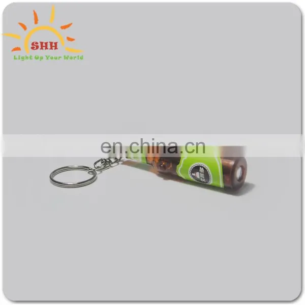 Beer Shaped Led Torch Projector Light up Glow Key Ring Chain Wholesale for Decoration Promotion Gifts photo-4