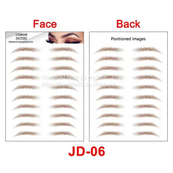 Women Popular New Designs Waterproof Cosmetic Face Makeup Temporary Fake 6D/ 4D/ 3D Eyebrow Tattoo Stickers photo-2