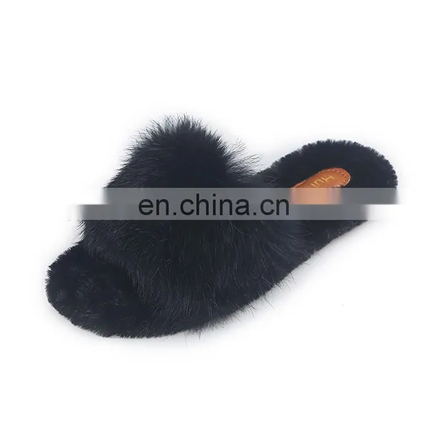 Wholesale Fashion Comfortable Indoor Outdoor Soft Non-slip Fur Slides Sheepskin Furry Winter Slippers For Women Shoes photo-4