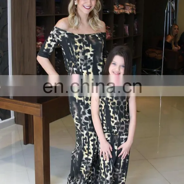 Leopard Parent-Child Outfit Fashion Leopard Grain Siamese Trousers Suits Short Sleeve Round Collar (this Link for WOMAN) photo-2