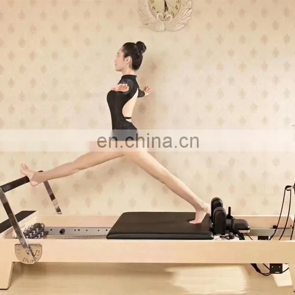 Topranking Reformer Bed For Yoga Museum And Home Exercise Machine White Wood Elina Balanced Fixing Core Of Body Pilates Reformer photo-4