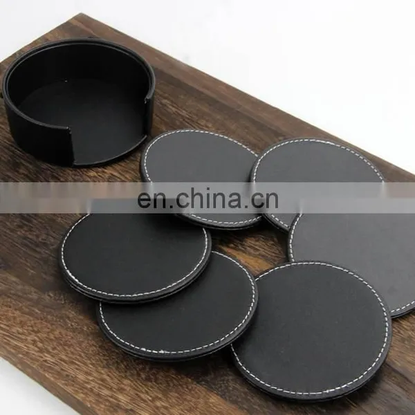 Leather Drink Coasters With Holder photo-4