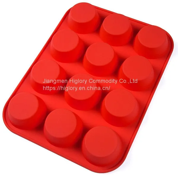 12Cups Food Grade Silicone  Round Cake Mould Cupcake Tin Muffin Mold Tray Baking Pan photo-2