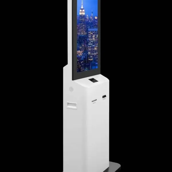 vertical self-service terminal machine, used for bill collection, queuing, number taking in hospitals and banks, ticket selling, qr code ordering, cashiering, payment settlement in catering, touch query all-in-one machine with id card and qr code function