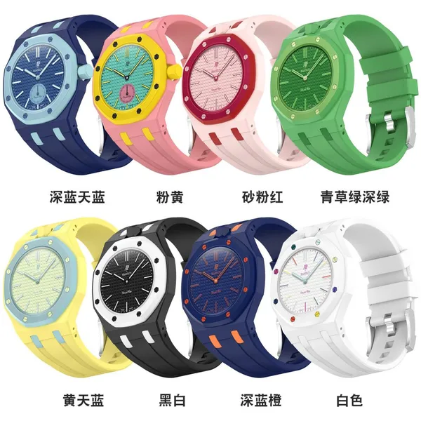 Band for AP x Swatch Royal Pop,Liquild Silicone Strap With Integrated End-Link Adapter, Seamless Replacement Wristband for Watch Case, Soft Mod Band