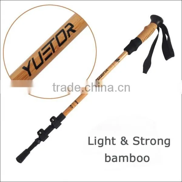 Bamboo Adjustable External Quick Lock Walking Stick Trekking Pole photo-4