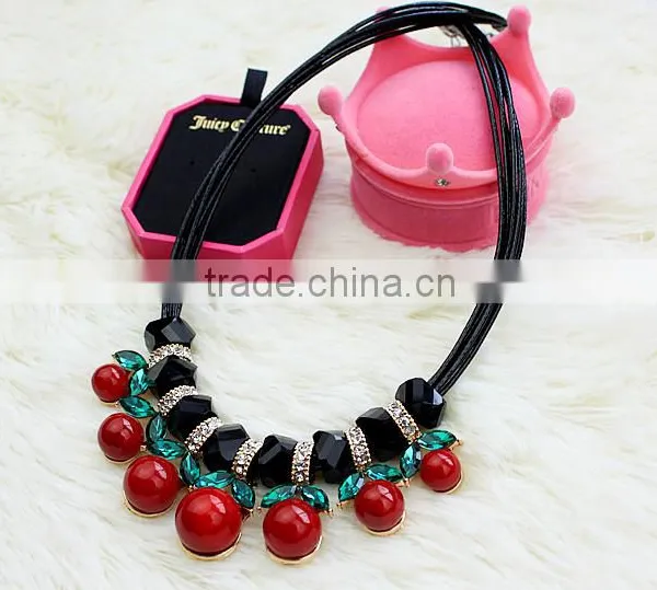 Wholesale Price Stocks Leather Chain Necklace Beautiful Resin Pendant Necklace photo-3
