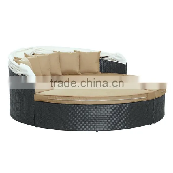 Garden Furniture Set Cheap Outdoor Patio Daybed Round Canopy Luxury Rattan Daybed photo-3