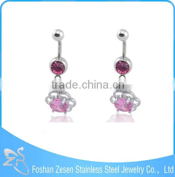 Navel Jewelry Piercing Dangling Pink Crystal Fake Belly Button Ring photo-3