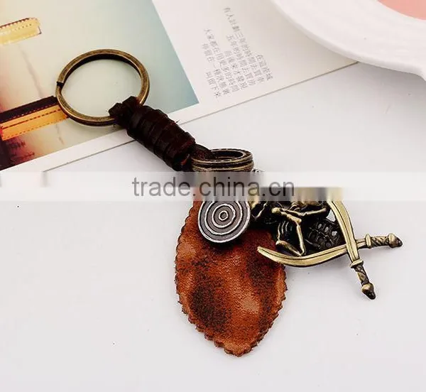 Hot Sale Leather KeyChain High Quality Fashion Skull Pendant Key Chain Rings Vintage Keyring Accessories photo-4