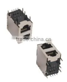 Double Row 2*1 Port RJ45 Network Connector With Shielded