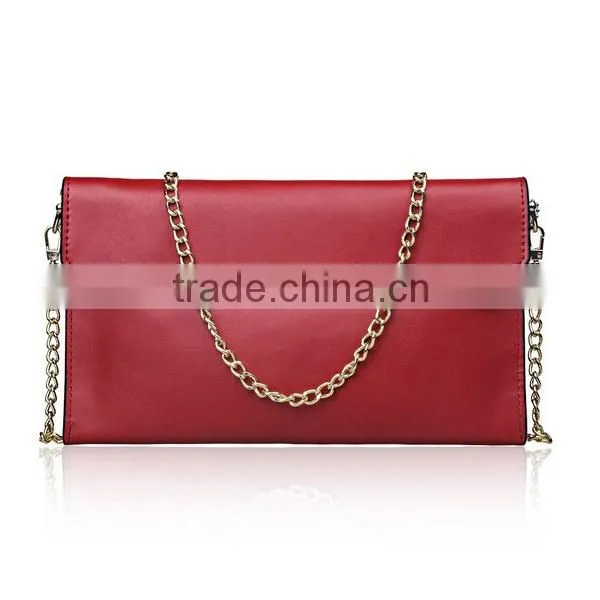Ladies Leather Clutches Party Evening Bag With Removable Golden Chain Shoulder Strap photo-5