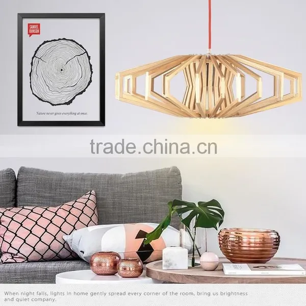 Wooden LED Pendant Light JK-8005B-05 One Bulb Wooden Pendant Lamp photo-2