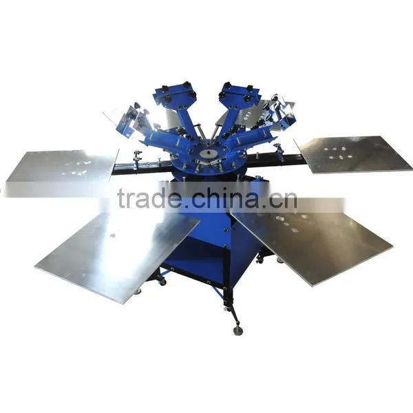 6 Colour 6 Station Floor Standing Carousel Manual Screen Printing With Micro Registration and Aluminum Pallet photo-5