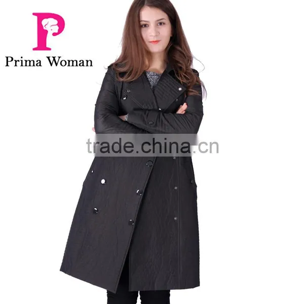 2016 Spring Fashion Long Slim Fit Women Coat With Paint Button photo-6