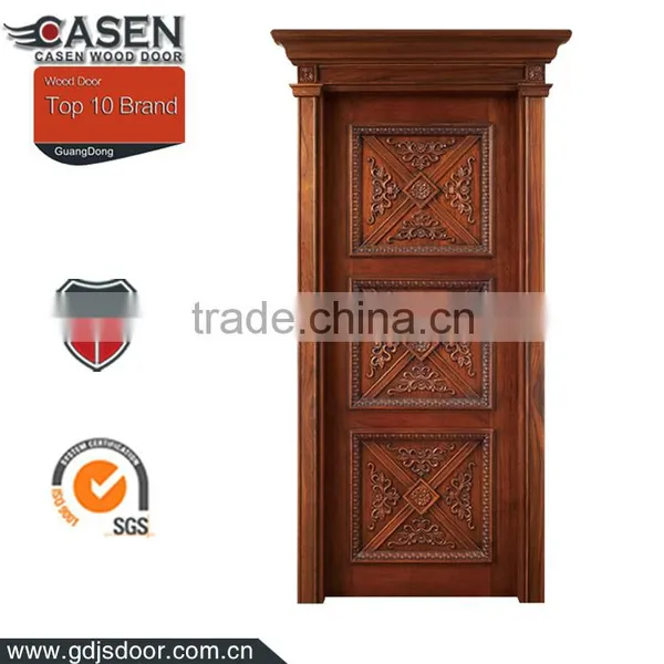 High Quality Decorative Villa/apartment Entrance Walnut Single Wood Carved Doors photo-6
