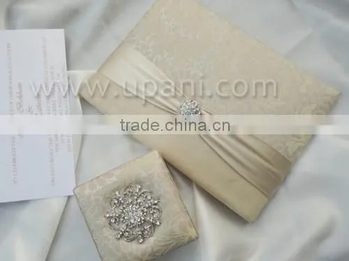 Silk Wedding Invitation Card With Brooch and Ribbon photo-4