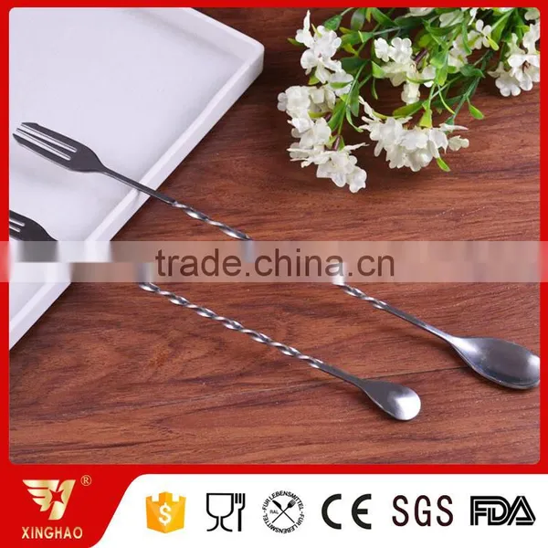 Two Head Stainless Steel Bar Spoon With Long Twist Handle photo-2