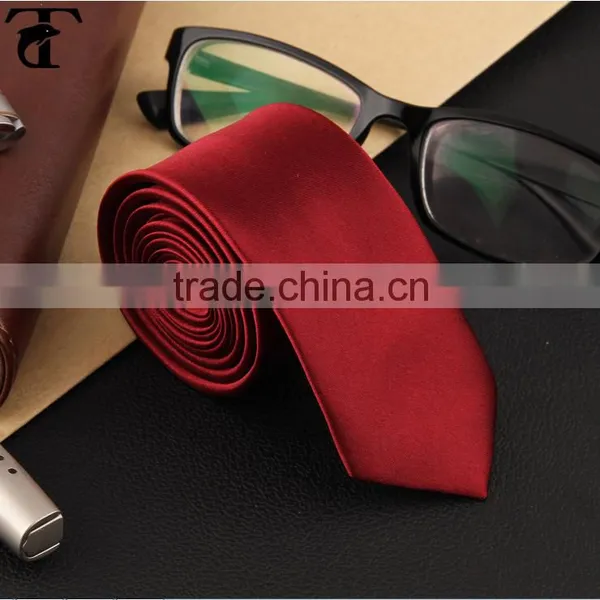 Fashion Leisure Brand Plain Black Ties Colourful Pure Colour Slim Narrow Necktie photo-2