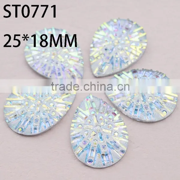 Garment Rhiestone , 18*25 mm Pear Shape Flatback Gemstone Cabochon ,Jewelry Finding photo-2