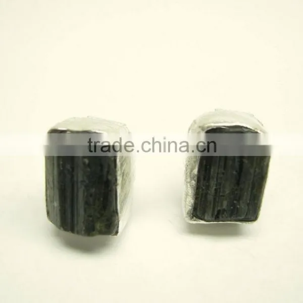 Green Tourmaline Raw Gemstone Stud 925 Sterling Silver Earring Jewelry, Rough Gemstone Stud Earrings, Designer Gemstone Jewelry photo-4
