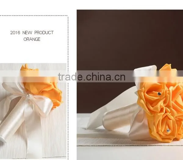Crystal Pearls Posy Bridal Brooch Wedding Bouquet Silk Rose Handmade Flowers photo-3