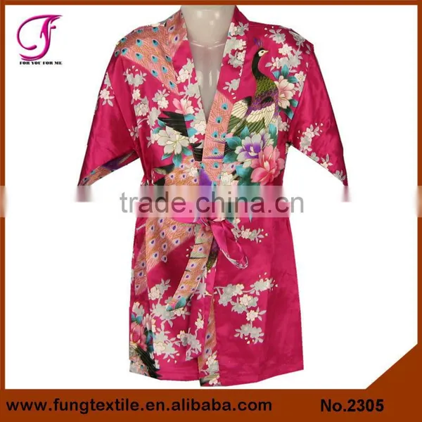 2304 Wholesale Children Peacock Pattern Silk Satin Robe photo-5