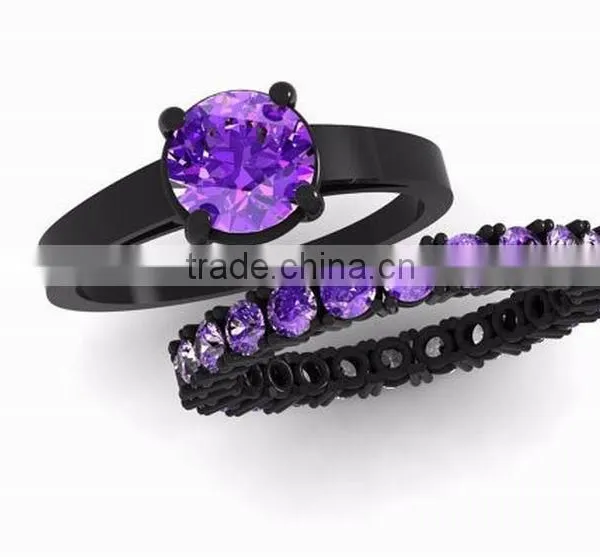 Simple Design Antique Ring Amythest Couple Ring Sets For Lovers photo-3