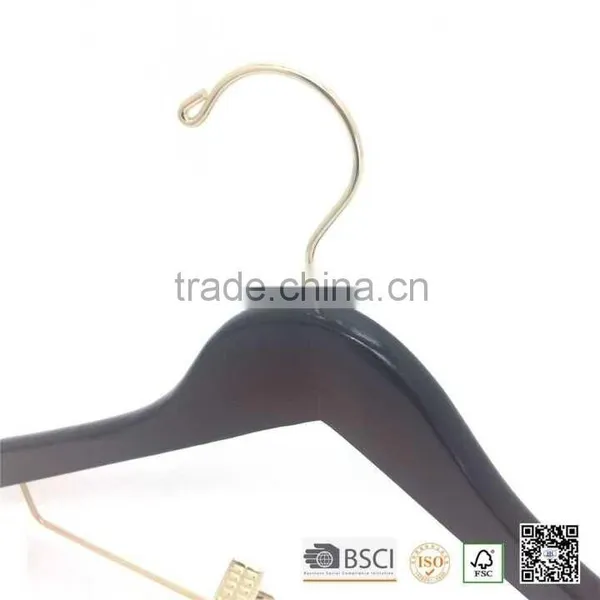 Popular Gold Clip Skirt Hanger, Black Clip Hanger With Gold Clips for Skirt, Pant, Coat,. Gargment Clothes Hanger, Black Hanger photo-5
