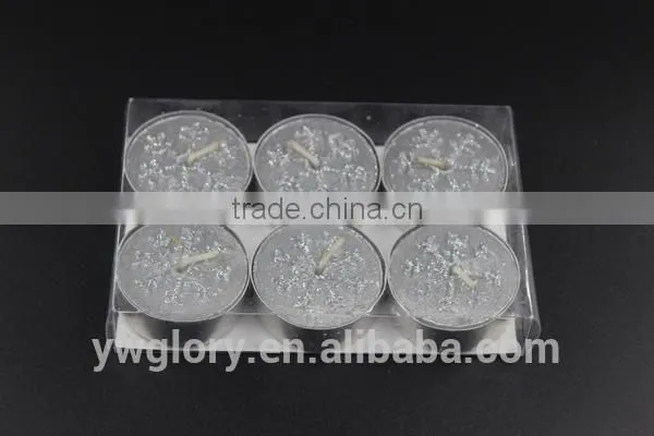 Sliver Glitter Snow Flake Tea Light, Glitter Flake Tea Light, Snow Flake Tea Light