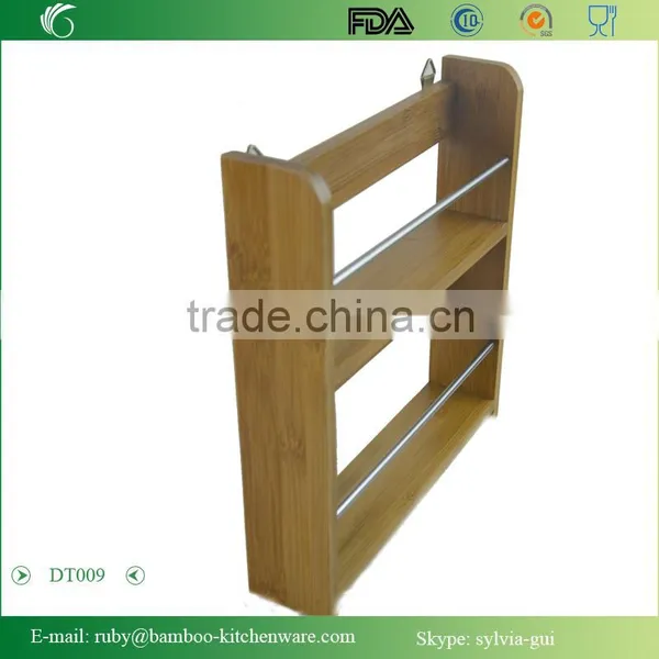 DT009/Decorative Kitchen Bamboo 2-Tier Spice Utensil Rack Wall Hanging Rack photo-2
