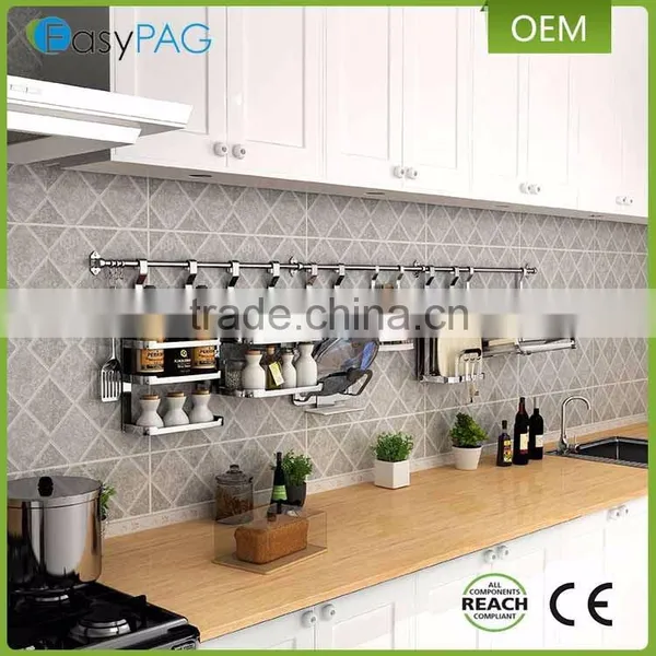 EayPAG Wall Mount Rail Bar and 8 Hooks Kitchen Organizer ,201 Stainless Steel photo-4