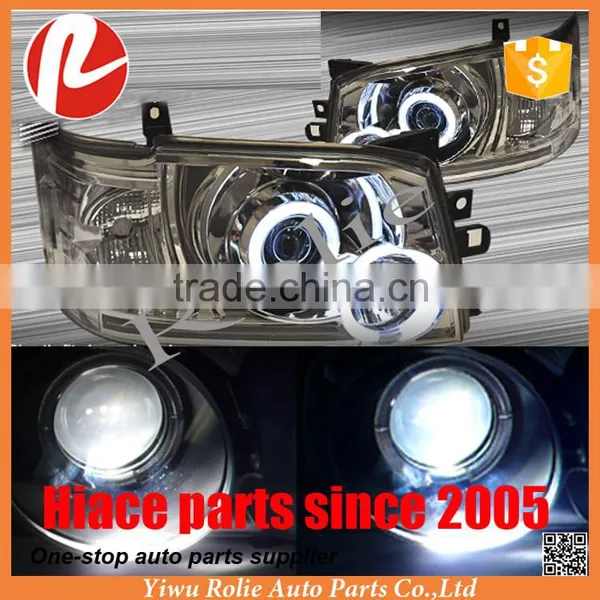 Crystal CCFL Angel Eyes HID Projector Lens Headlight for Toyota Hiace KDH200 05-10