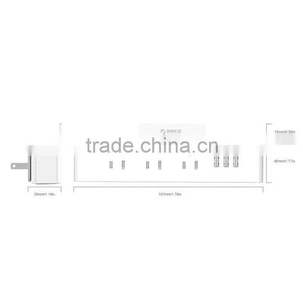 ORICO Mini Travel Power Strip Charger Smart Socket 3 Outlet 3 USB PORT With Stand for Phone and Ipad photo-2