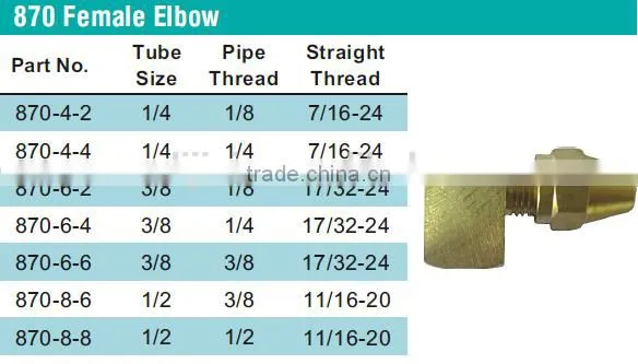 870 Female Elbow,Air Brake Fittings for Copper Tube, Brass Valve photo-3