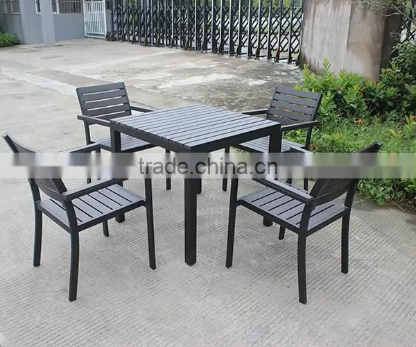 Elegant Modern Plastic Wood Dining Set photo-3
